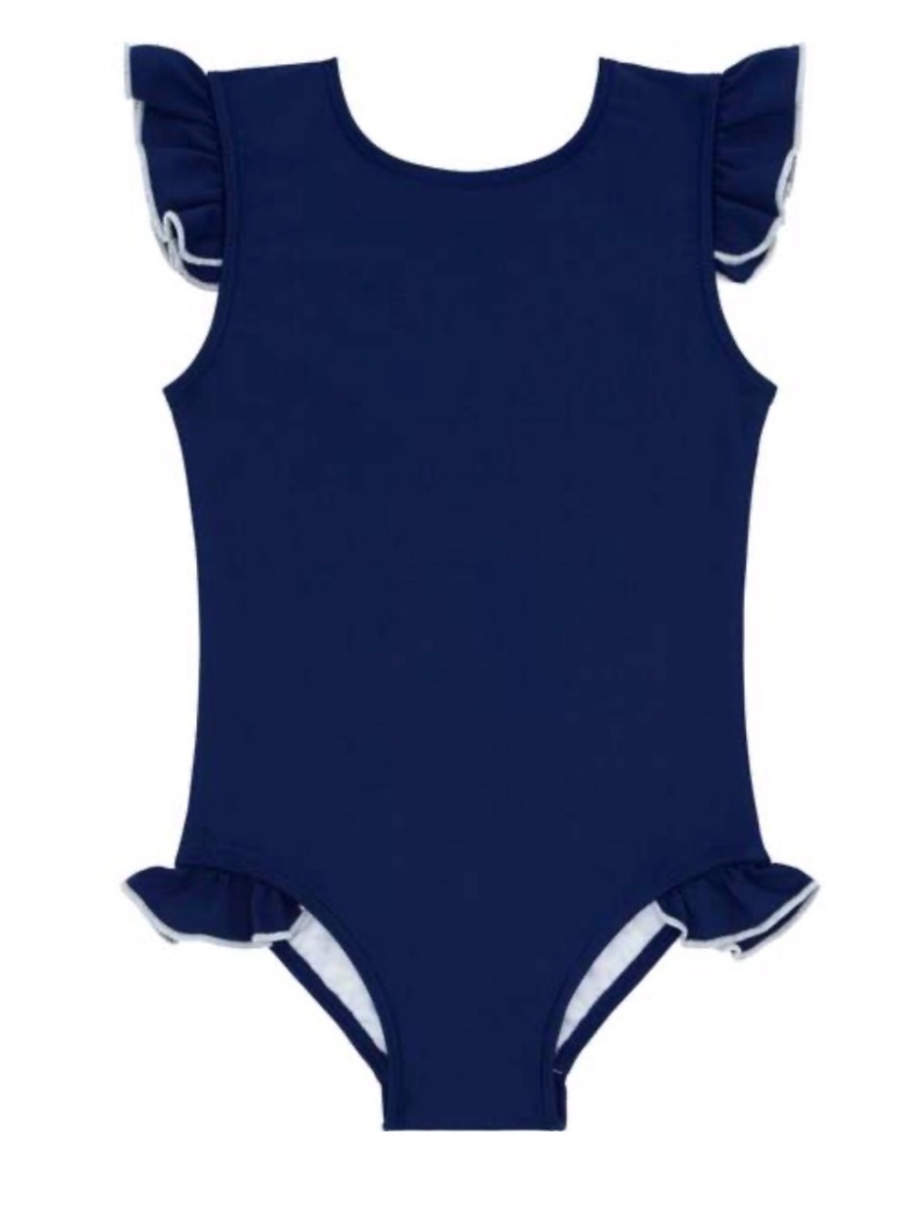Girls' Navy Ruffle One-Piece Swimsuit — Classic Swim Style